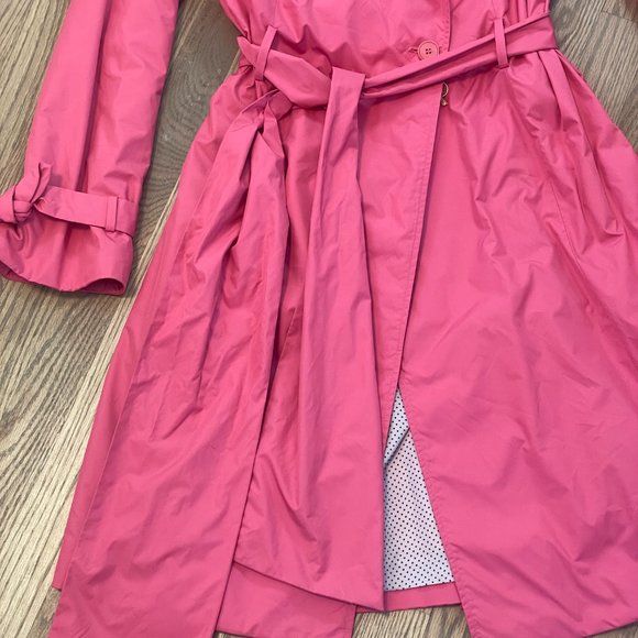 COLE Haan pink double breasted raincoat/trench coat with ties on sleeves, size M - Picture 6 of 15
